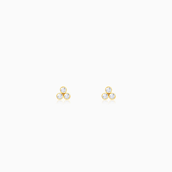 GIVA Jewellery Golden Three-Stoned Stud Earrings