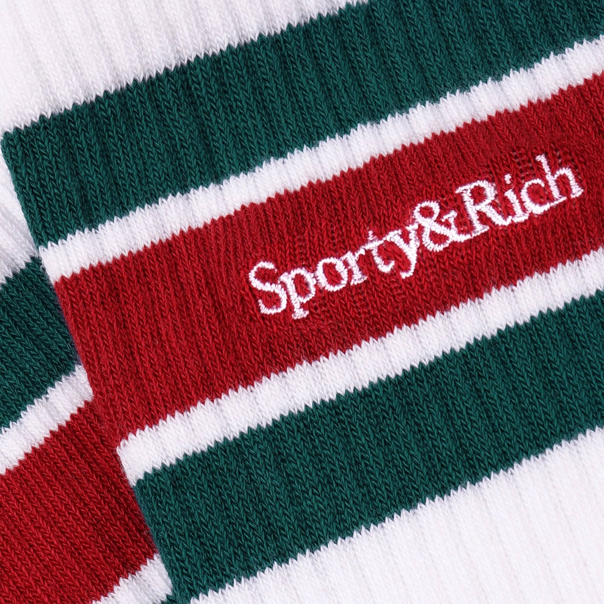 Sporty & Rich | Serif Logo Striped { White/alpine/lava - view 3