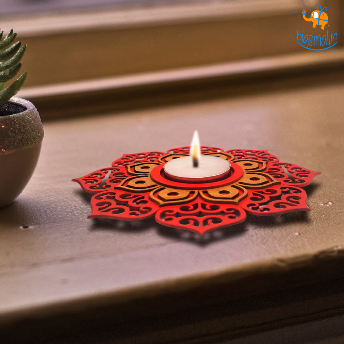 Bigsmall_cc Decorative Wooden Tea Light Holder - Set of 2 - view 17