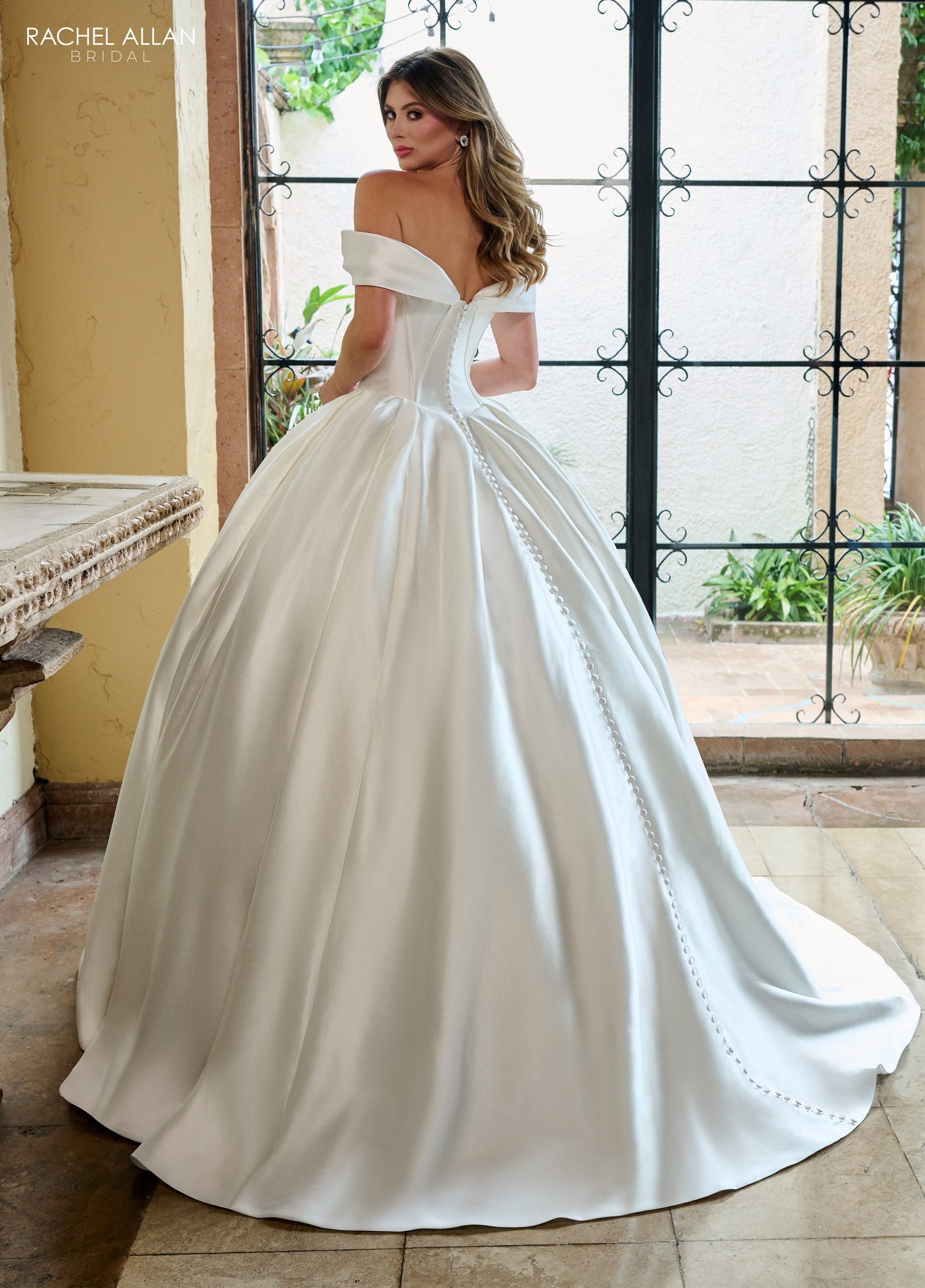 Mary's Bridal Ball Gowns Collection Mikado Off Shoulder Bridal Gown by Rachel Allan RB6162 - view 2