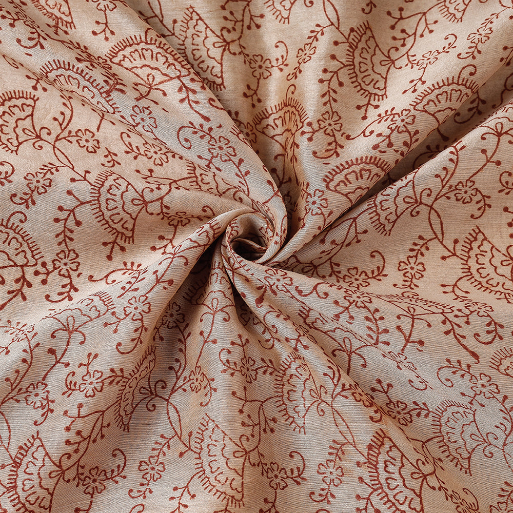 PITCHUKA SRINIVAS KALAMKARI PEDANA Brown - Pedana Kalamkari Block Printing Chanderi Silk Fabric - view 2