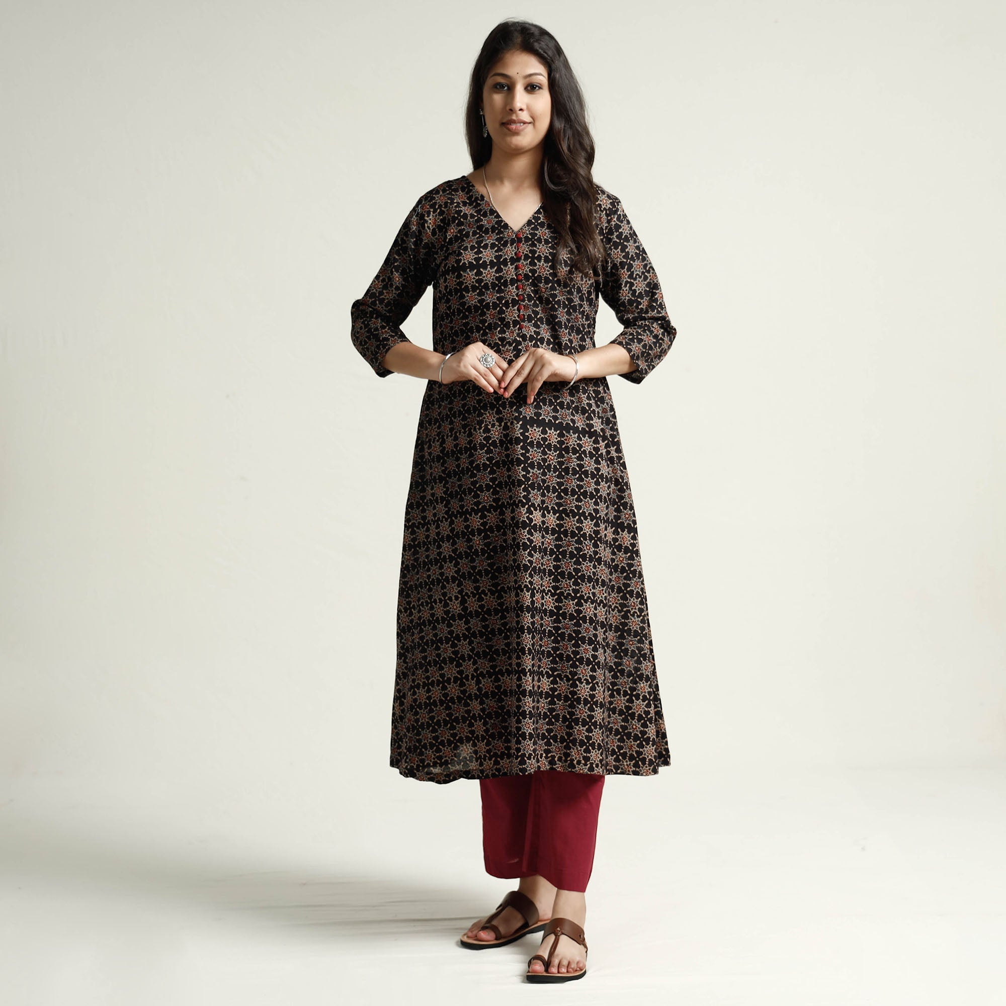ITOKRI CASUALS Black - Ajrakh Block Printed Cotton Kurta with Palazzo Set
