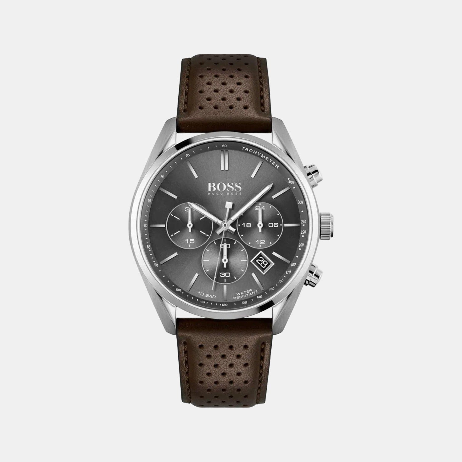 Boss Champion Men Quartz Grey Dial Analog Leather Watch 1513815