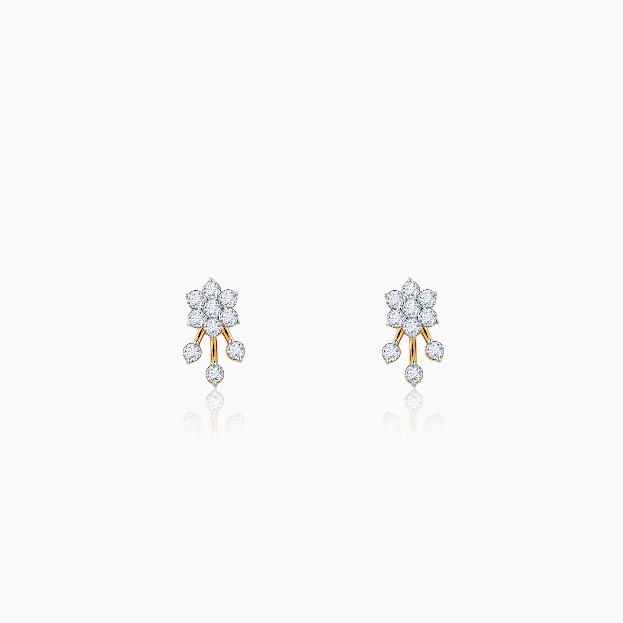 GIVA Jewellery Gold Pretty Floral Diamond Earrings