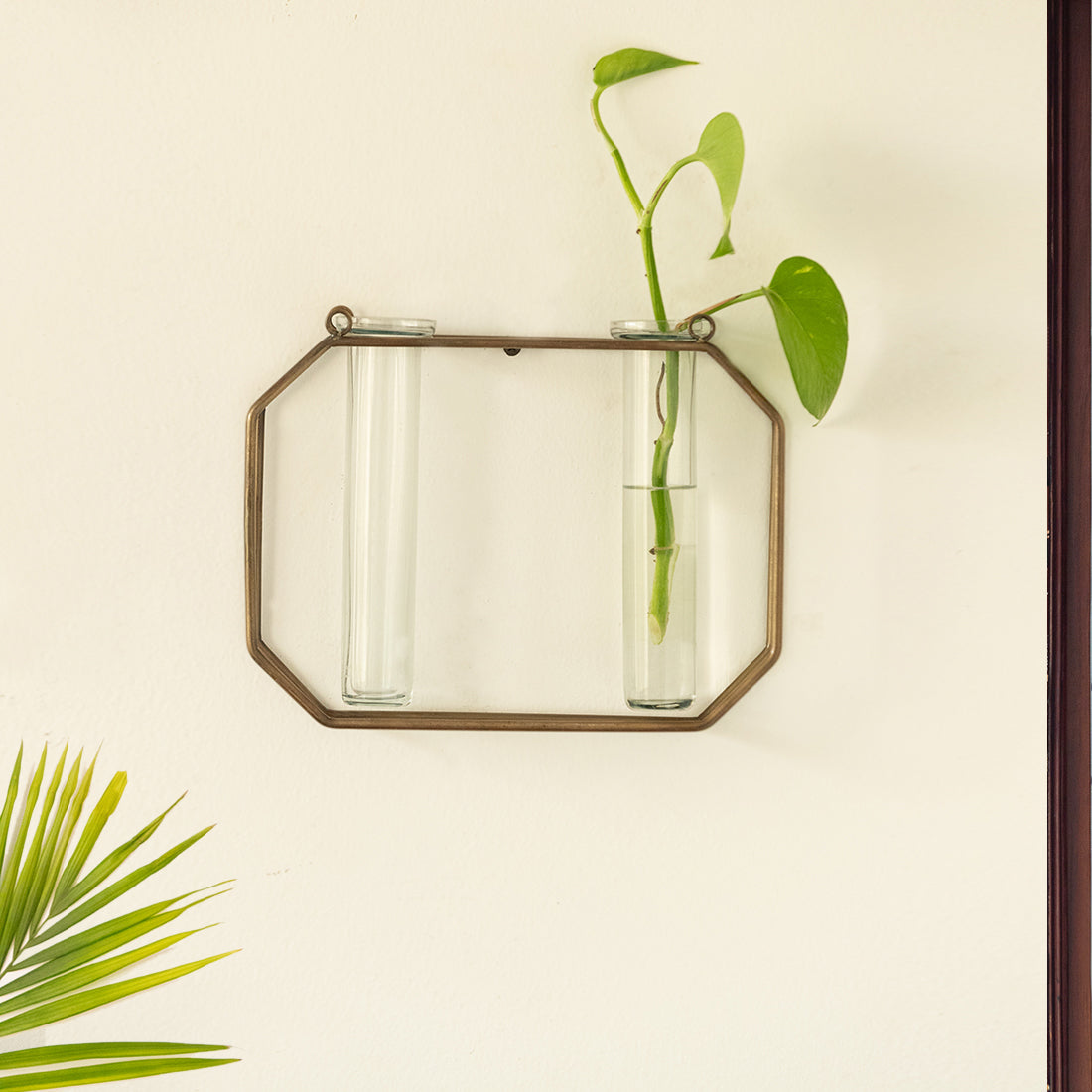 EXCLUSIVELANE 'Modern Glass Garden' Test Tube Wall Planter/Vases (7 Inch, Golden)