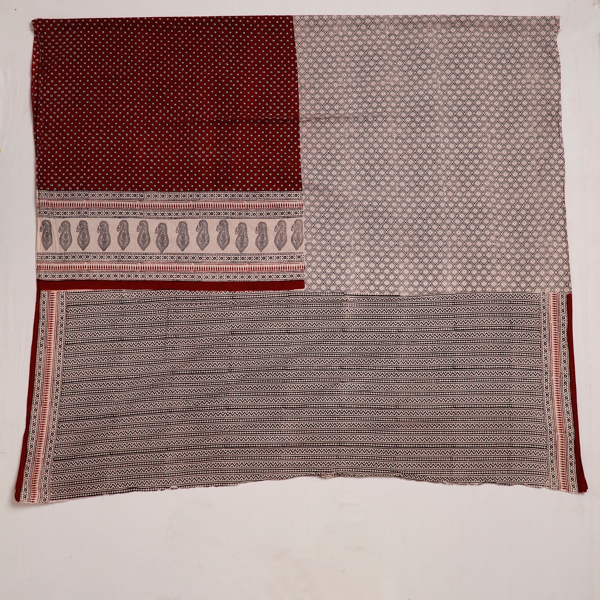 BAGH PRINTS BY MOHAMMED BILAL KHATRI Black - Natural Dyed Cotton Bagh Print Kurta Material (2.2 m) 09