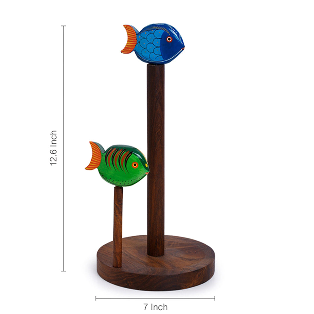 EXCLUSIVELANE Brown - Handpainted Fishes Napkin Holder In Sheesham Wood - view 5