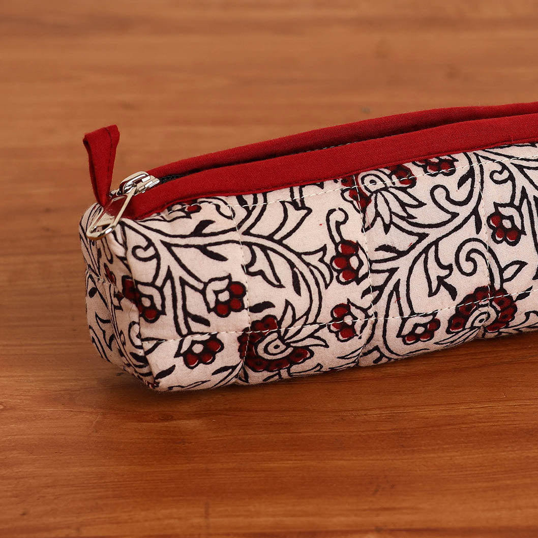 NOORI BAZAR Beige - Handmade Quilted Cotton Pencil Pouch 04 - view 2