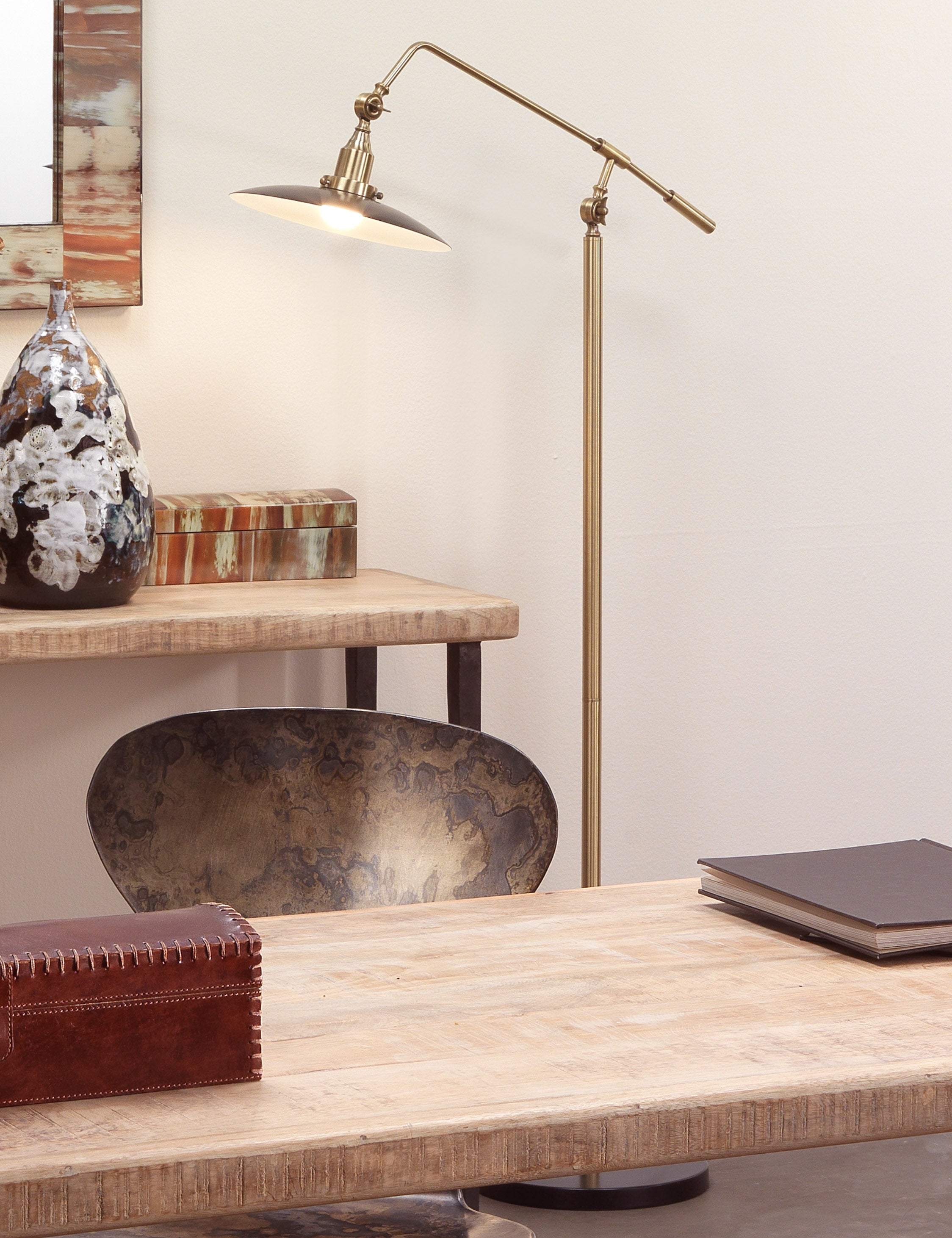 Lulu and Georgia Whitman Task Floor Lamp – Antique Brass - view 3