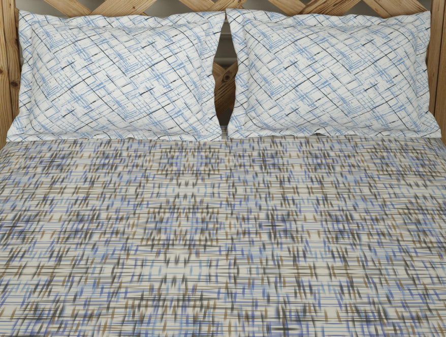 Spaces India Geometric Ink Blue - Dark Blue 100% Cotton Double Bedsheet - Atrium Plus By Spaces - view 3