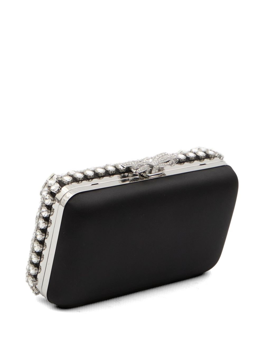 Self-portrait Black Satin Crystal Clutch Bag - view 2