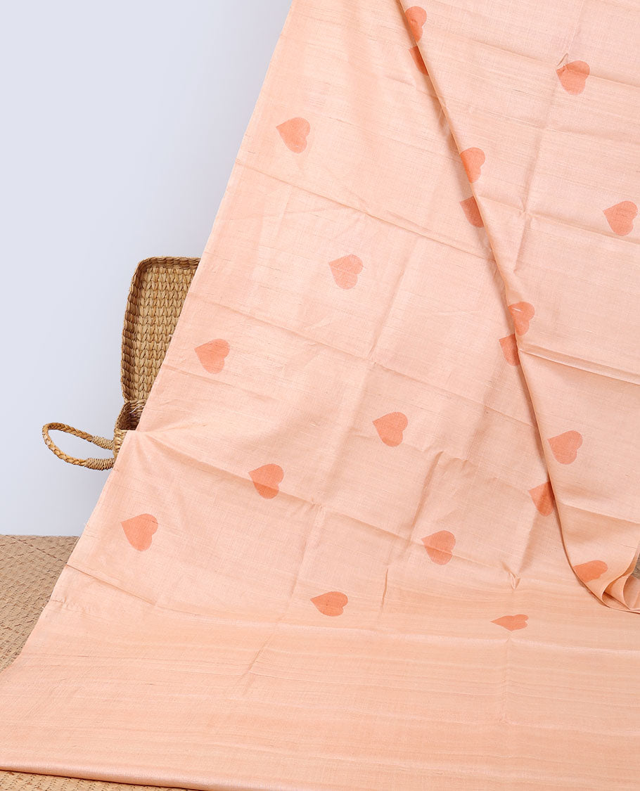 Pothys Borderless Orange all over heart motifs tussar saree