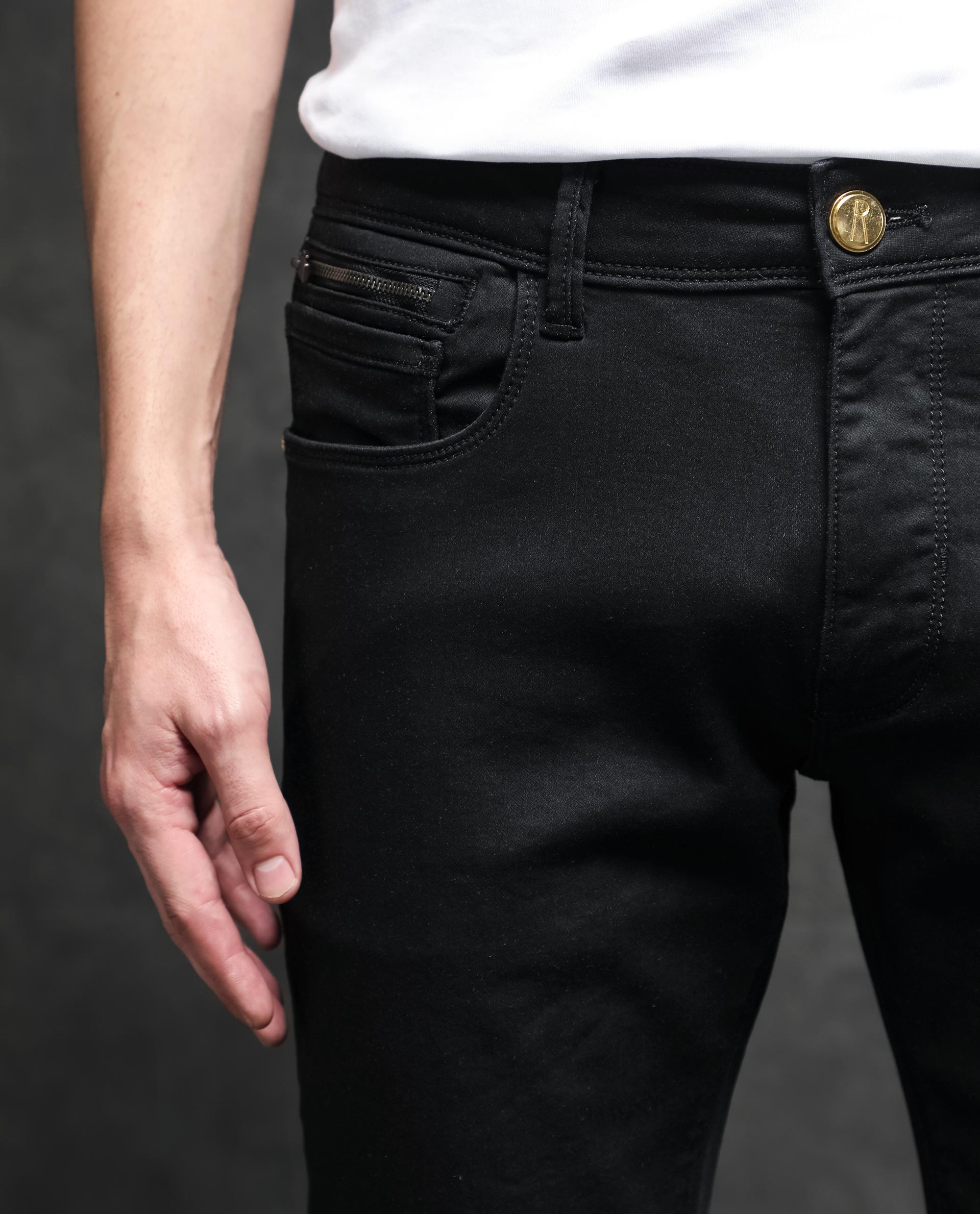 Rare Rabbit Men's Satinx Black Rinse Wash Mid-Rise Slim Fit Jeans - view 5