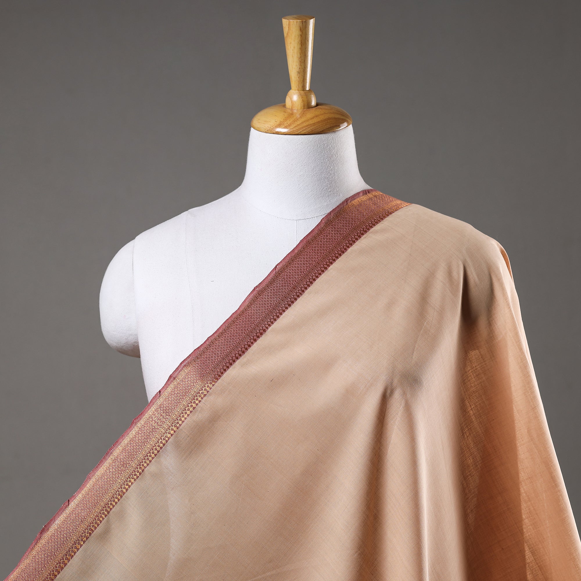 SOUTH KARGHA Beige - Original Mangalagiri Handloom Cotton Zari Border Fabric