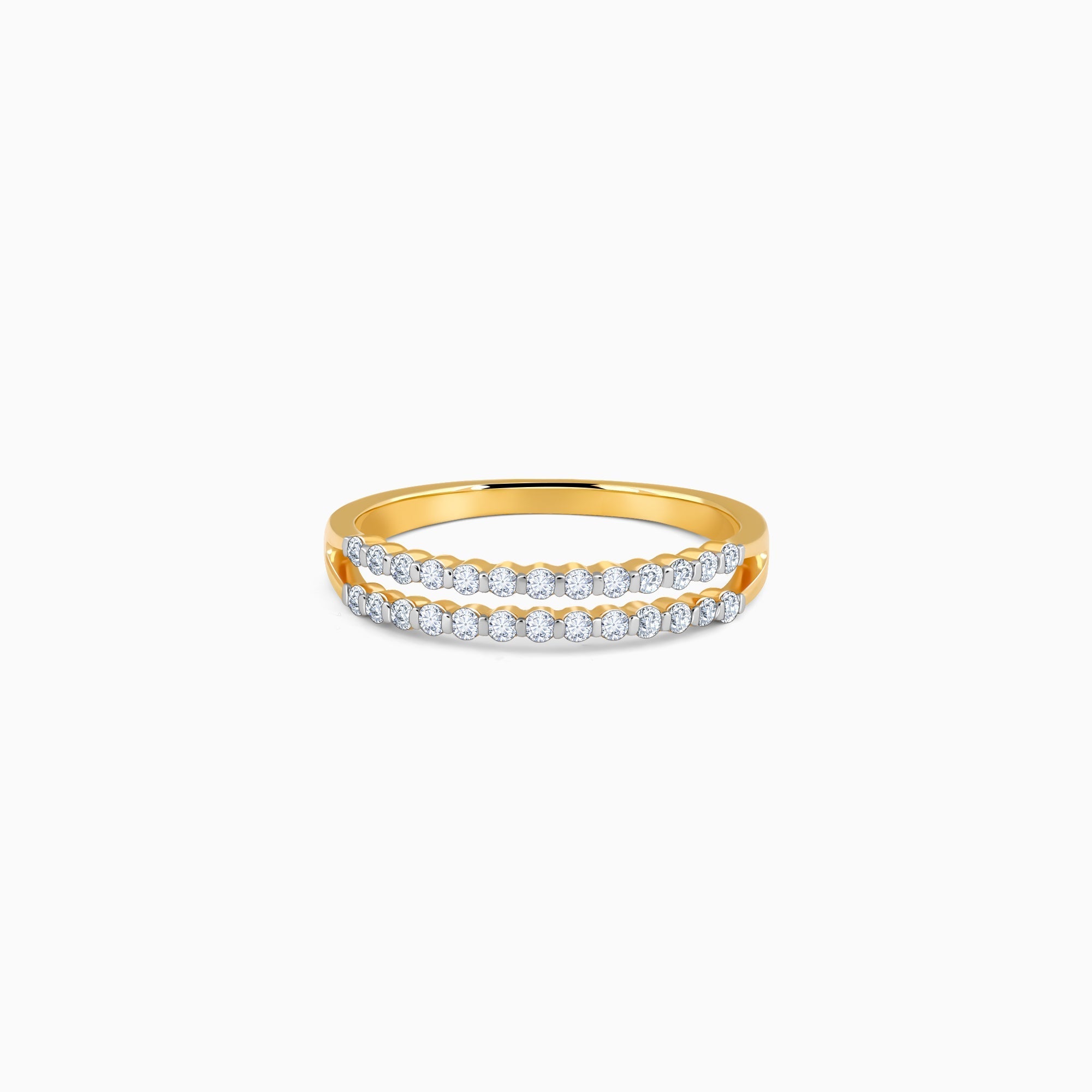 GIVA Jewellery Gold Double Delight Diamond Ring