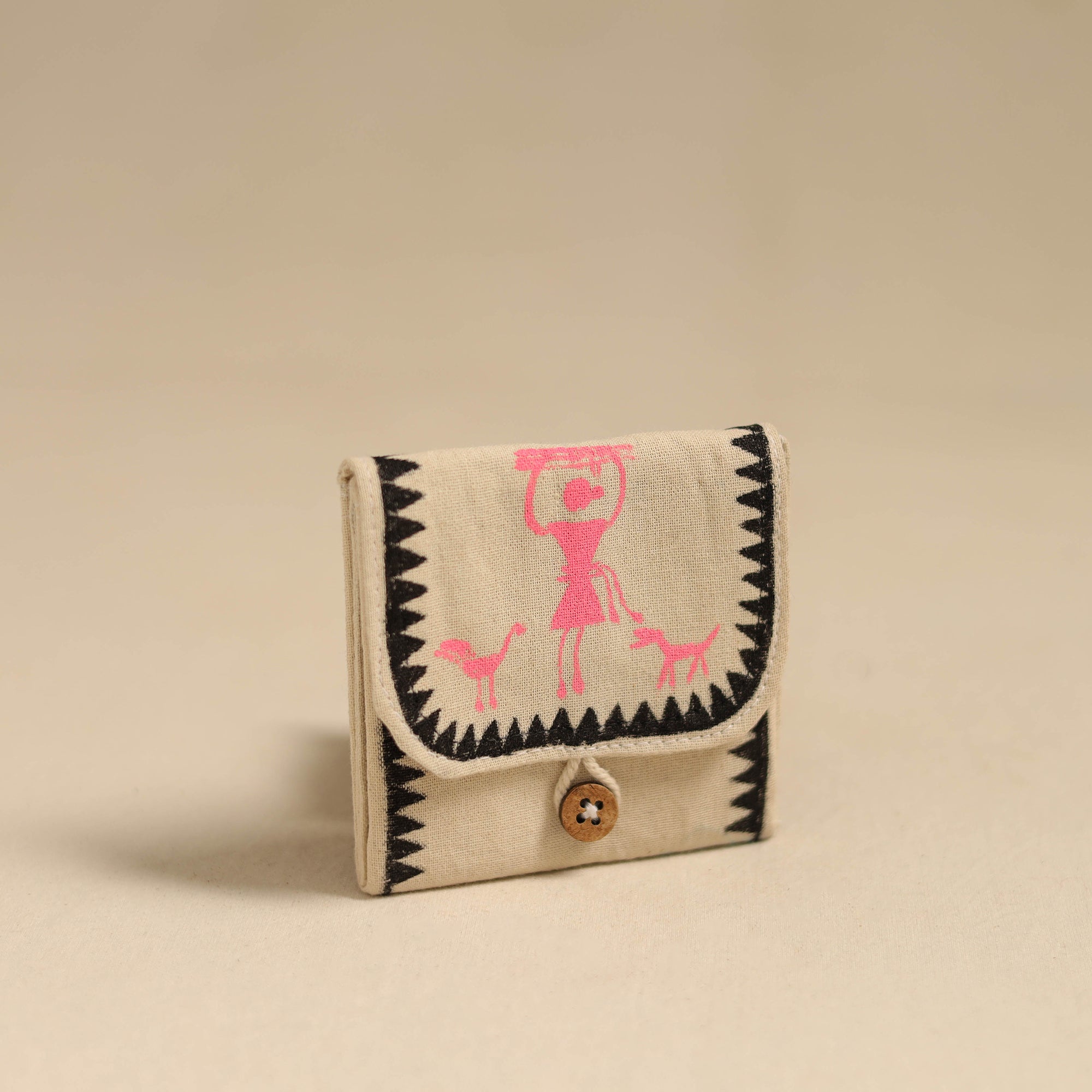 ITOKRI CRAFTS INITIATIVE Black - Warli Handpainted Coin Pouch from Odisha 04 - view 2