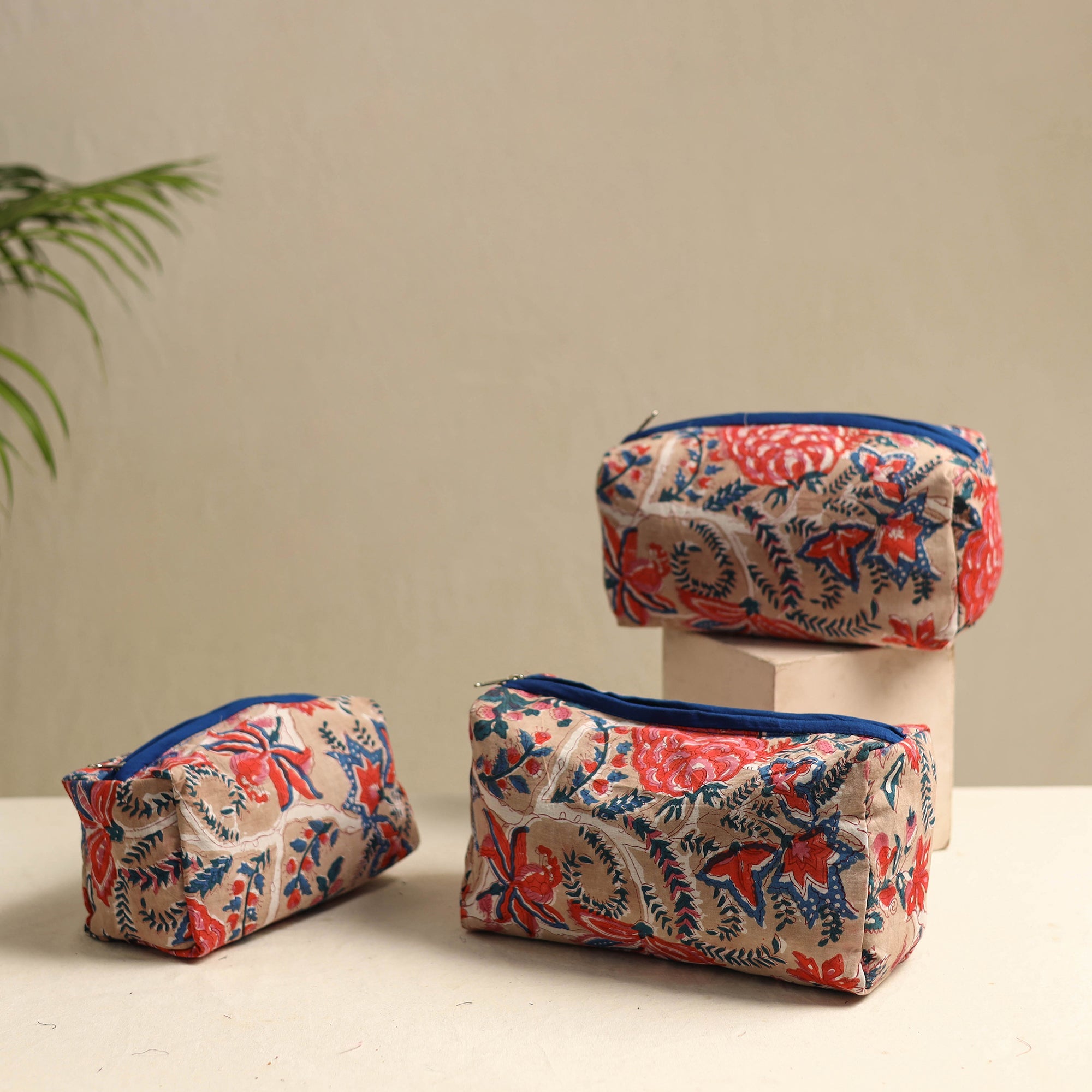 NOORI BAZAR Beige - Multipurpose Handmade Toiletry Bags (Set of 3) 24
