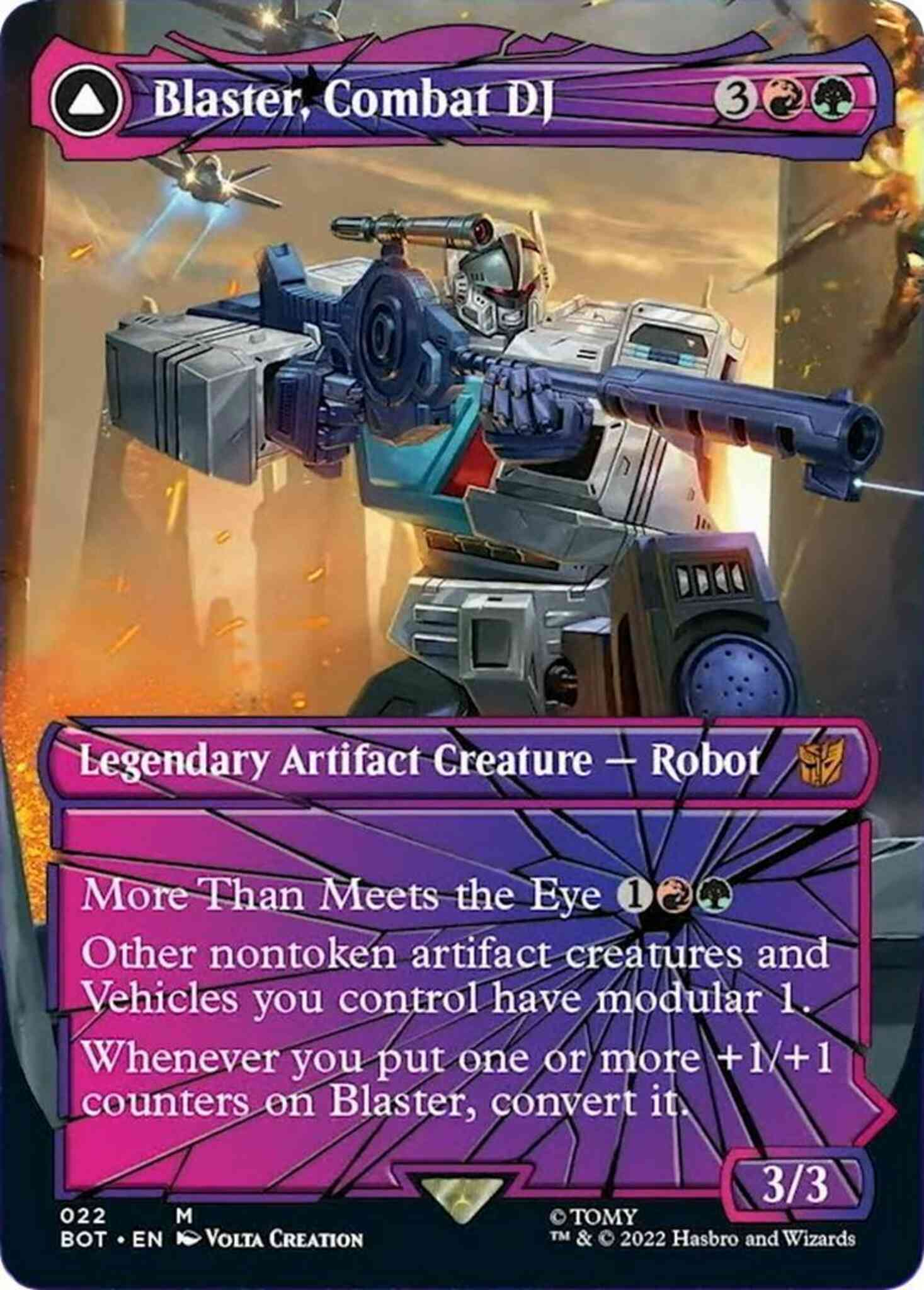 Blaster combat dj – Magic Blaster, Combat DJ // Blaster, Morale Booster [22] [Borderless] [Shattered Glass] [Universes Beyond: Transformers] [Non-Foil]