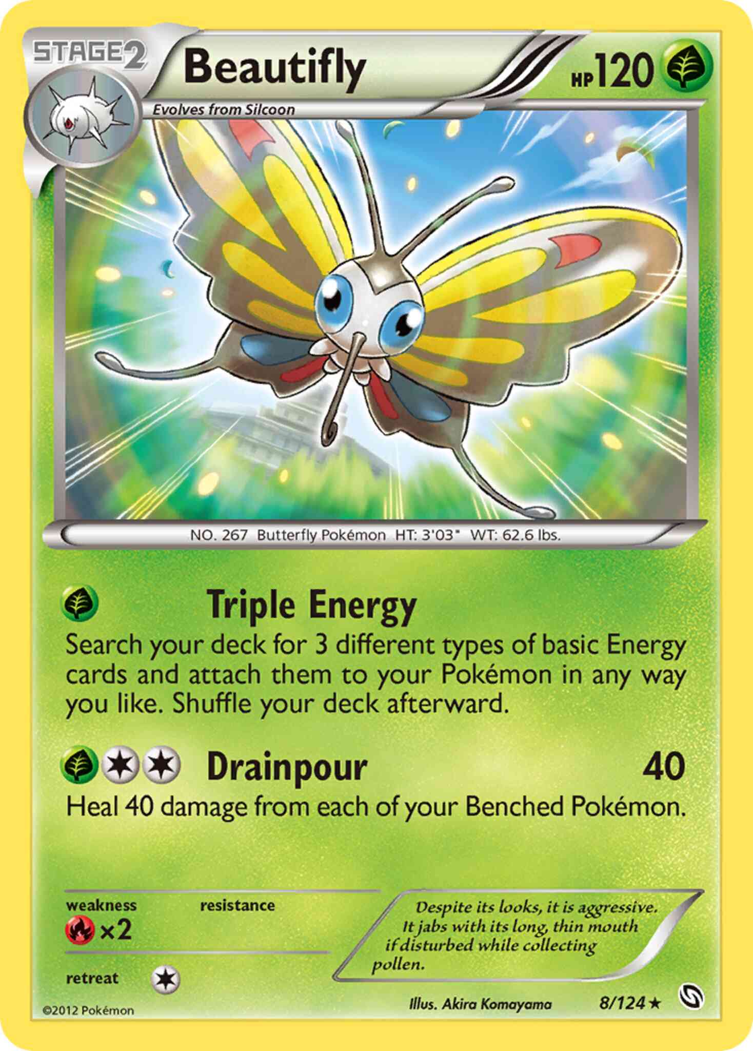 Rare bw6-8 reverse – Pokémon Beautifly - 8/124 - Rare [bw6-8] [Reverse Holo]