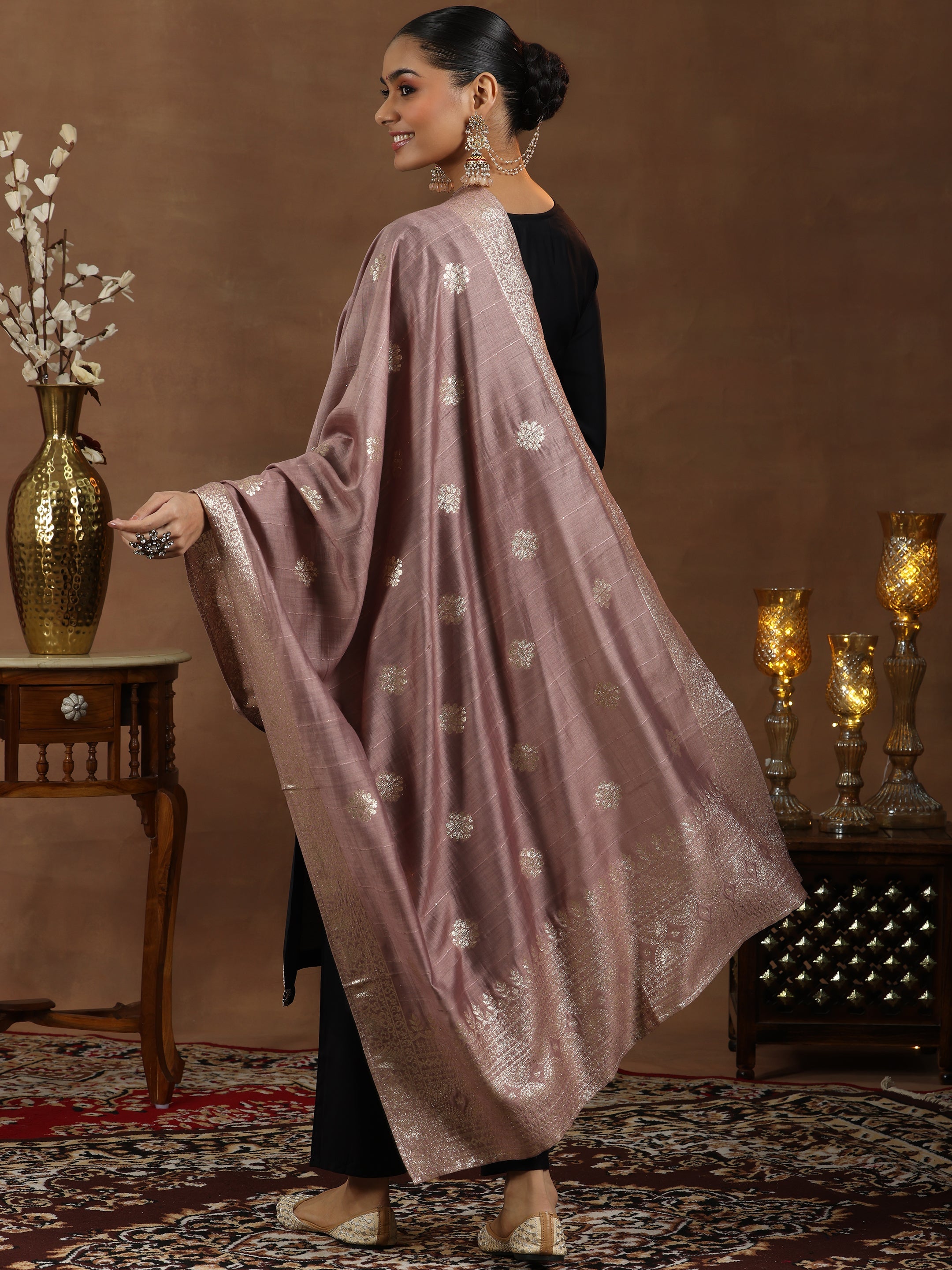 Gerua By Libas Black Yoke Design Silk Blend Straight Suit With Dupatta - view 4