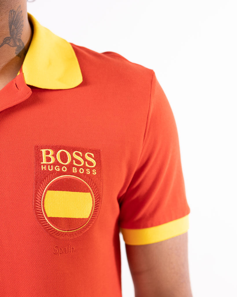 Hugo Boss Polo Shirt Paddy Flag Spain In Red - view 2