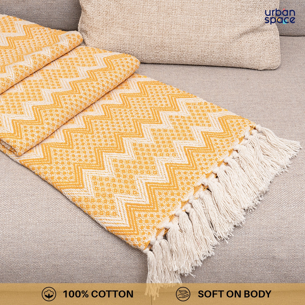 Urban Space Home Furnishing Cotton Chevron Throw | Lightweight Blanket For Living Room Sofa & Chair | Soft & Light Throw For Bed | Use For Picnic & Gi - view 4
