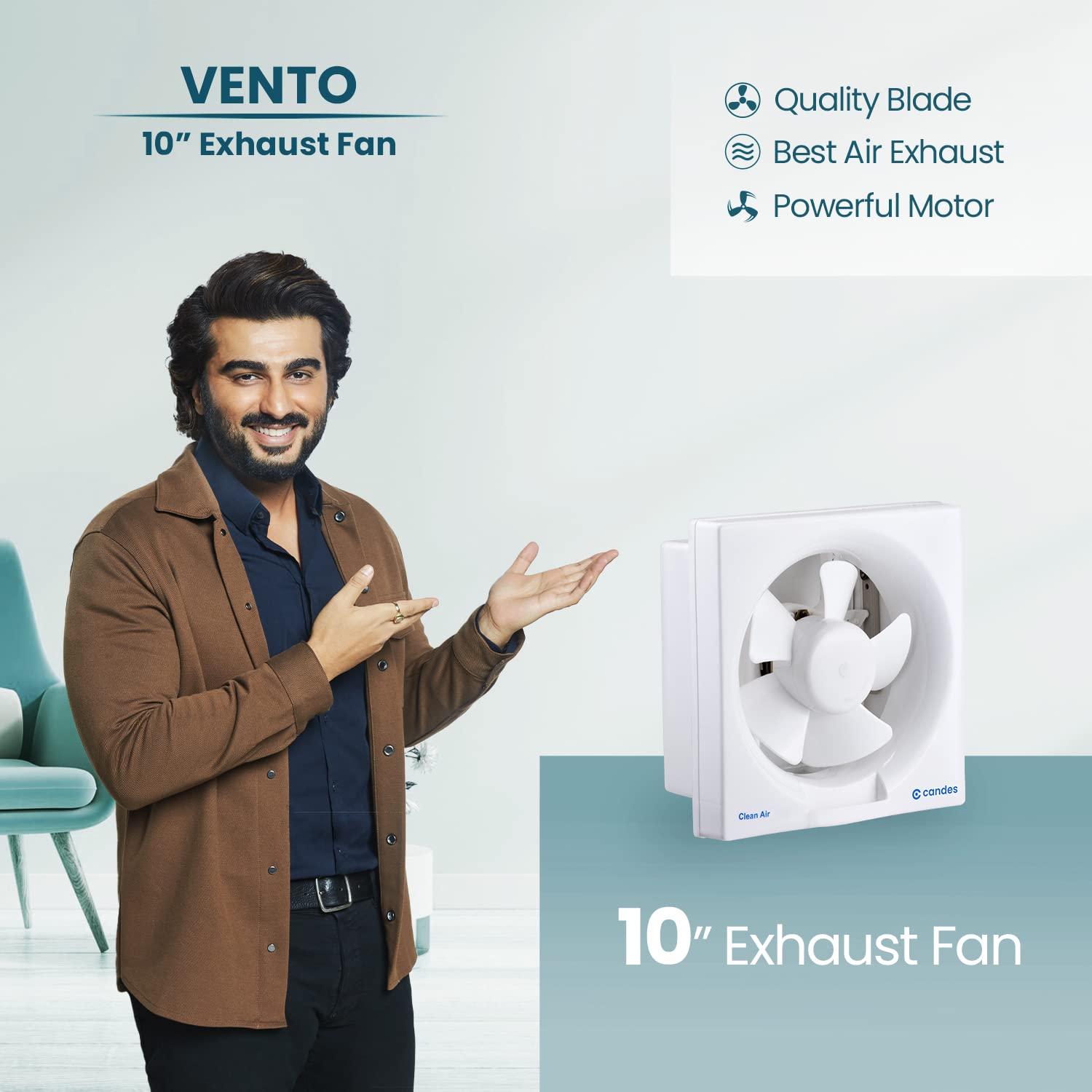 Candes Vento 250 MM (10 Inches) 100% CNC Winding 5 Blades Exhaust Fan - 1 Year Warranty (White) - view 2