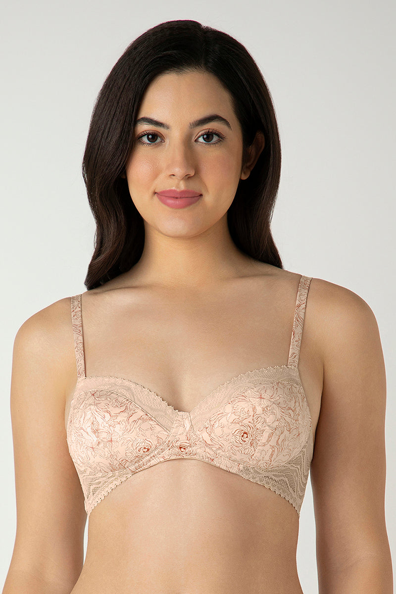 amante Demure Padded Non-Wired Demi Bra - Delicate Bloom Print