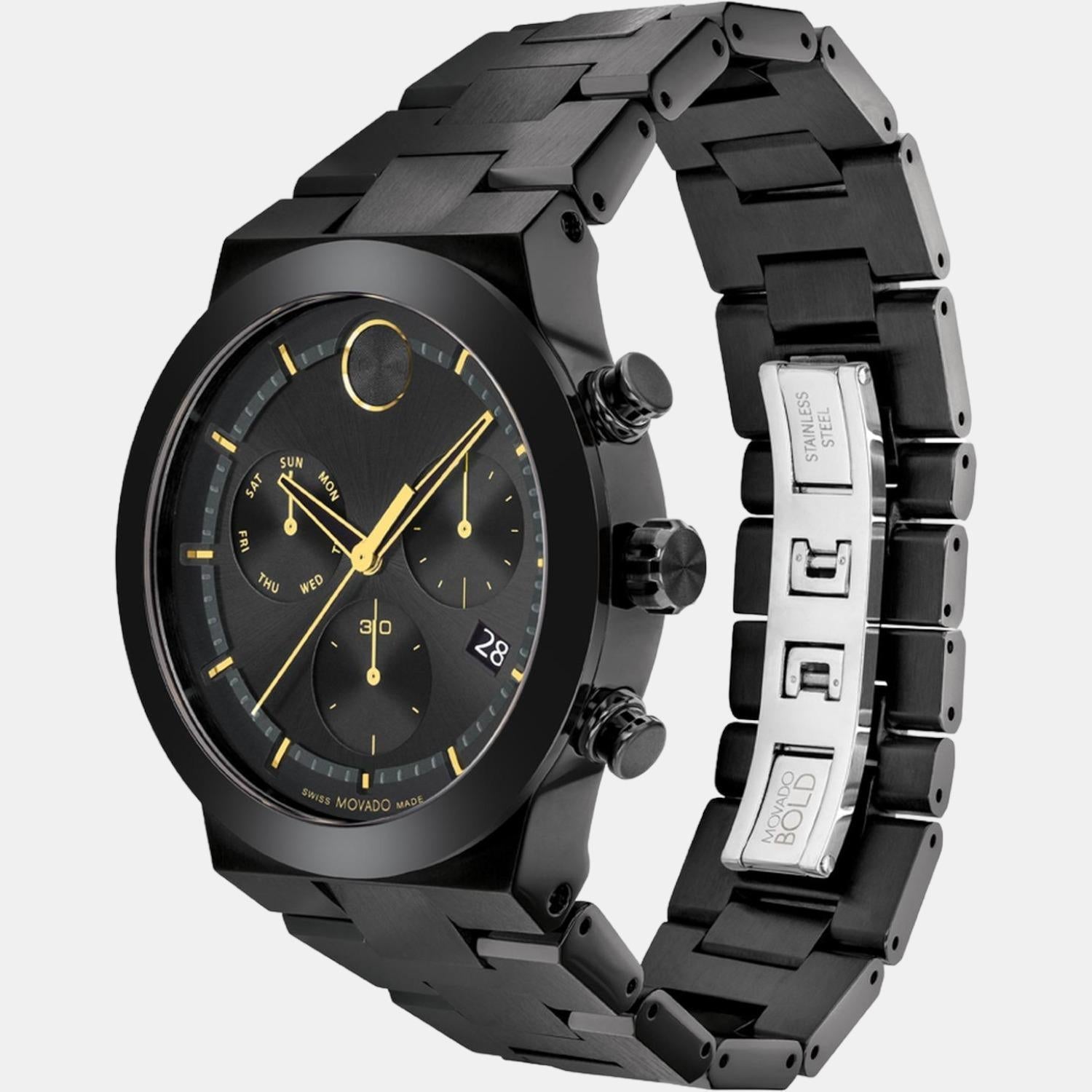 Movado Bold Fusion Men Quartz Black Dial Chronograph Stainless Steel Watch 3600857 - view 2