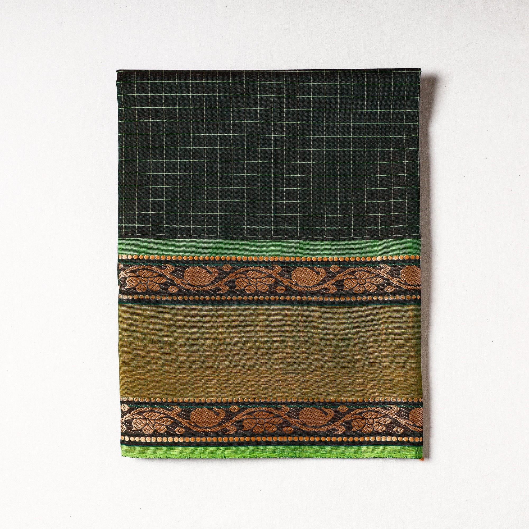 SOUTH KARGHA Black - Kanchipuram Cotton Precut Fabric (1.4 Meter)