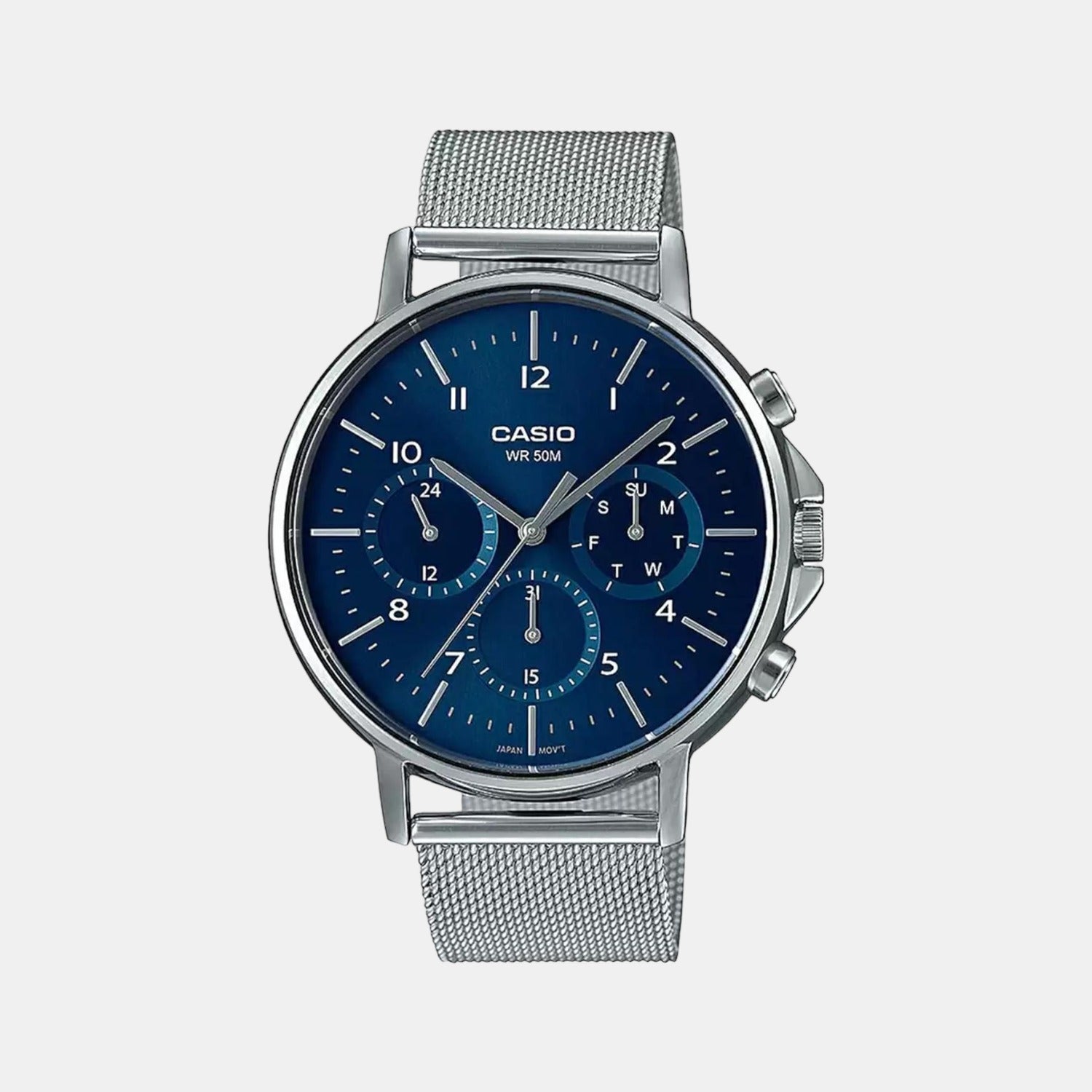 Casio Enticer Men Quartz Blue Dial Chronograph Stainless Steel Watch A1848