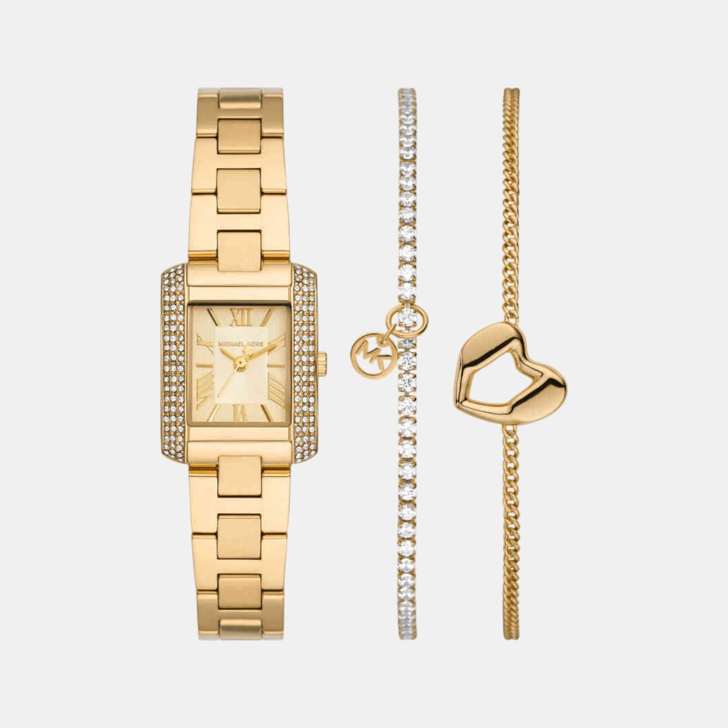 Michael Kors Emery Women Quartz Gold Dial Analog Stainless Steel Watch MK7510SET