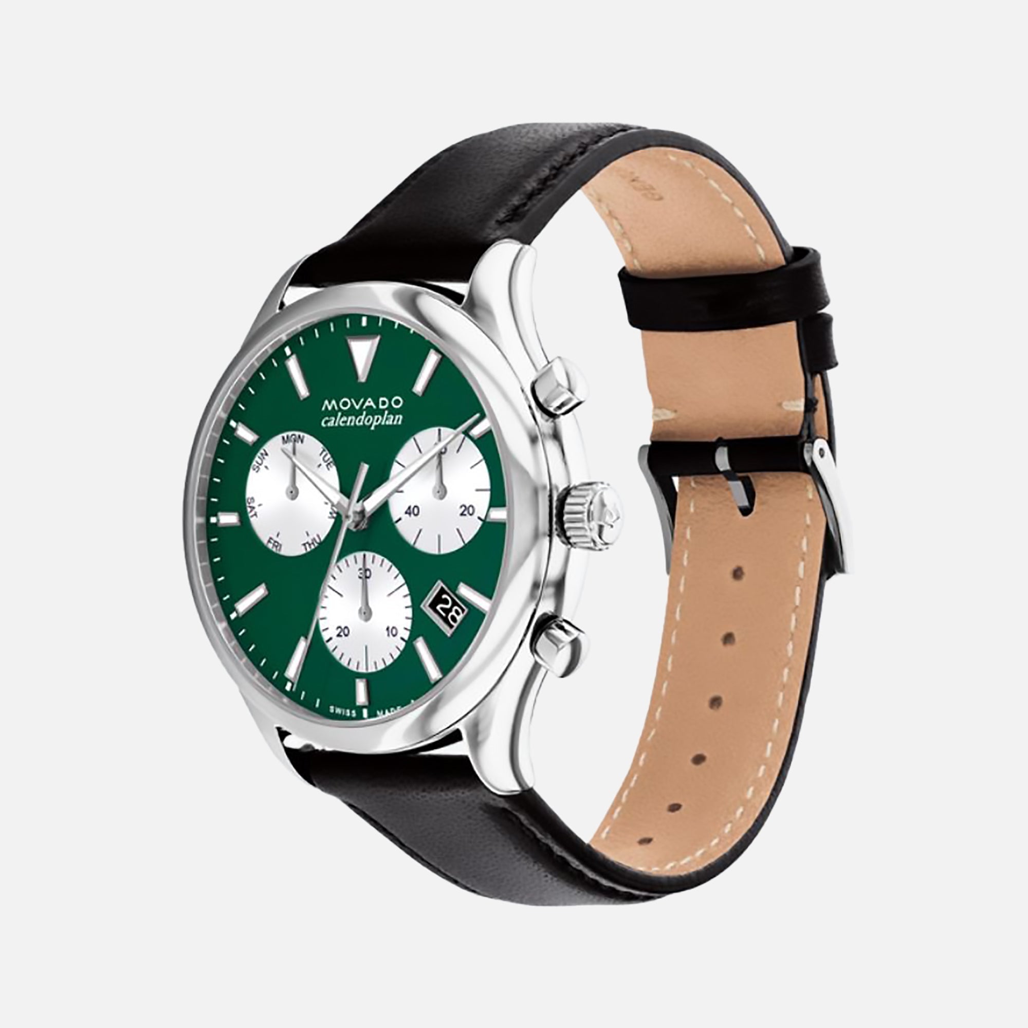 Movado Calendoplan Heritage Men Quartz Green Dial Chronograph Leather Watch 3650149 - view 2