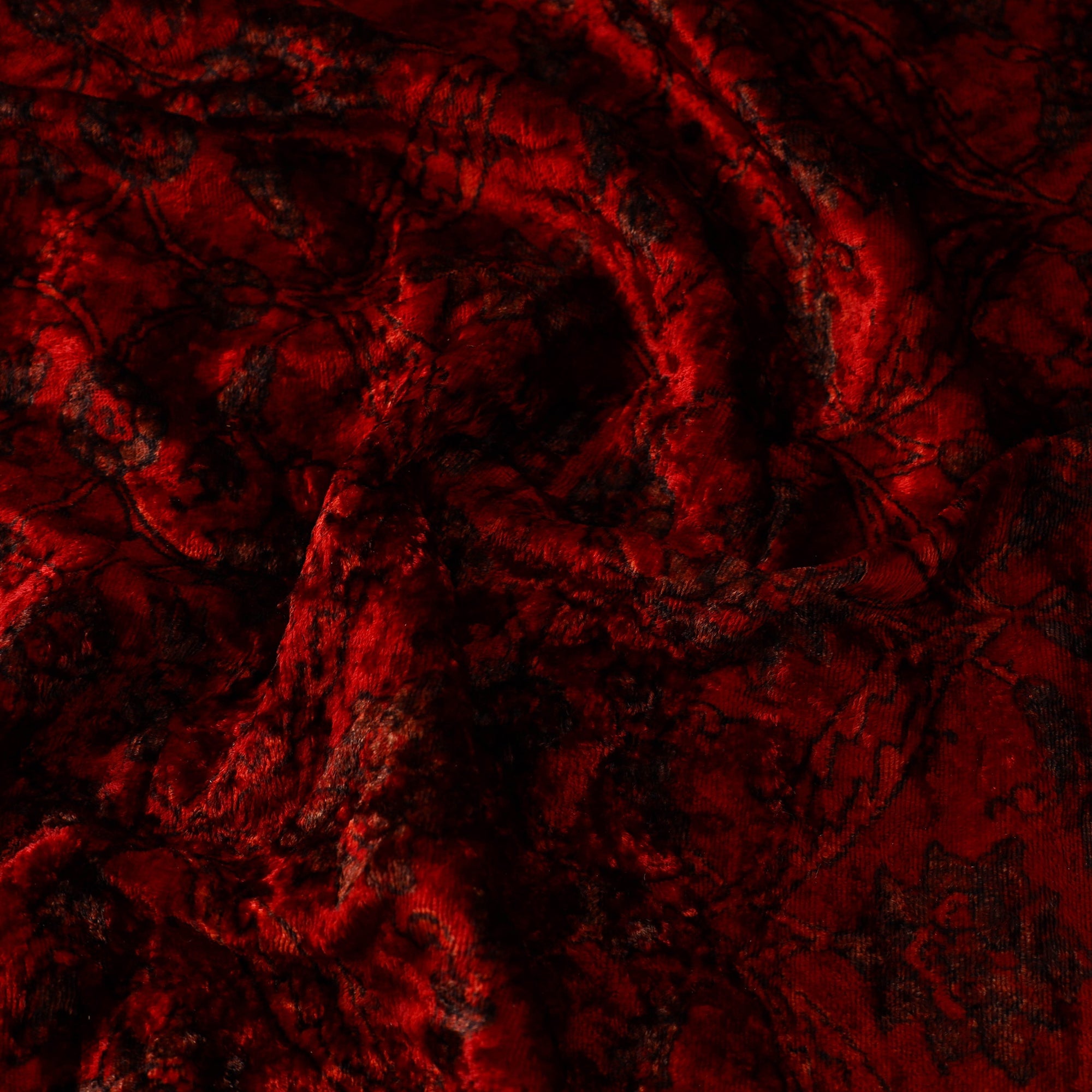 AJRAKH BY JABBAR KHATRI Block Printed Velvet Natural Dyed Ajrakh Fabric 01 - view 3