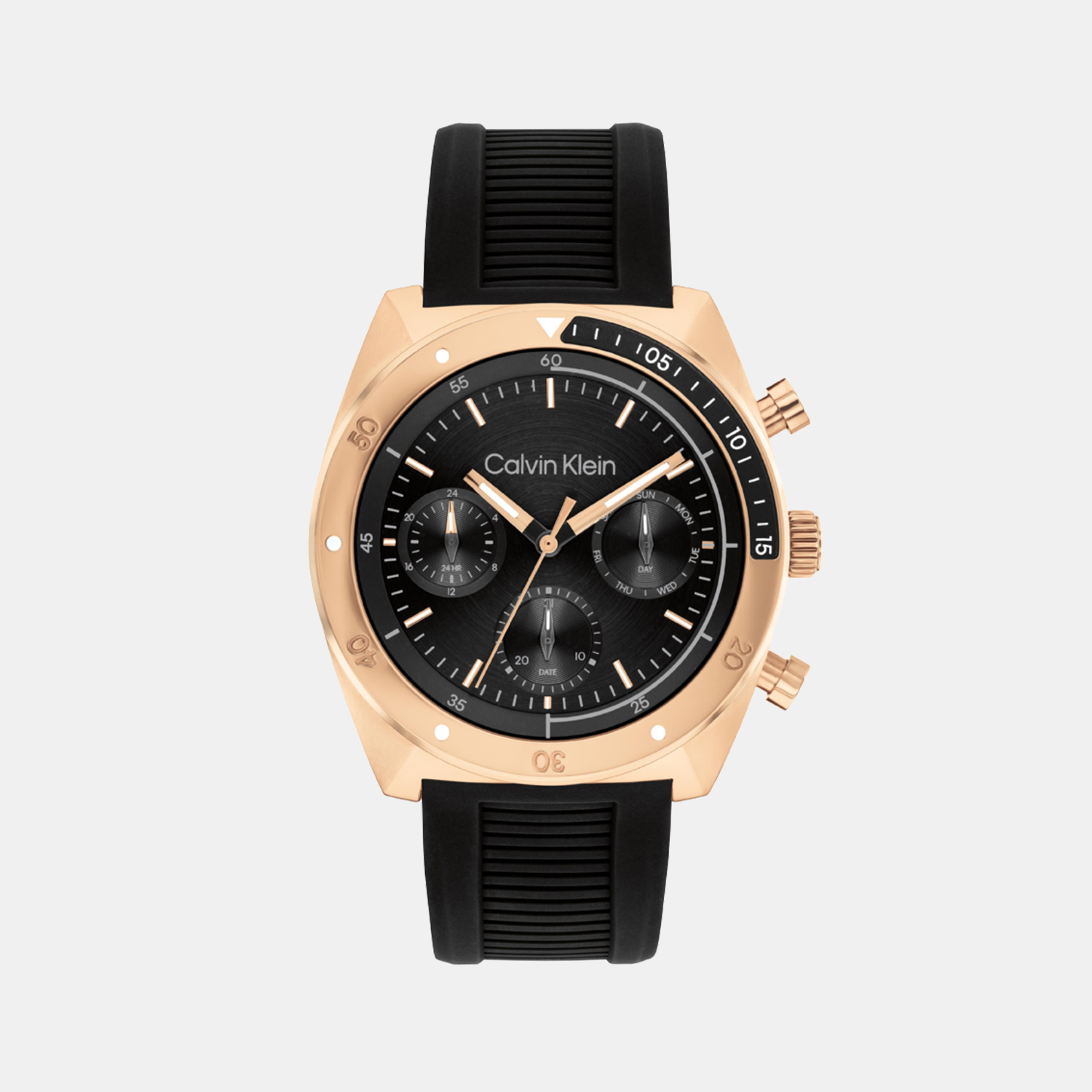 Calvin Klein Ck Flex Men Quartz Black Dial Multi-Function Silicone Watch 25200480