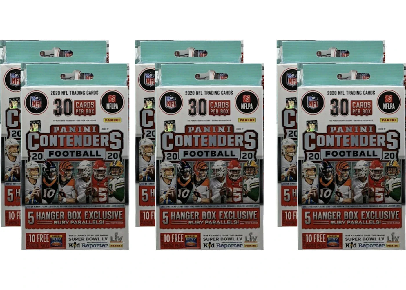 Box 30 cards – 2020 Panini Contenders Football Hanger Box (30 cards) 6x Lot