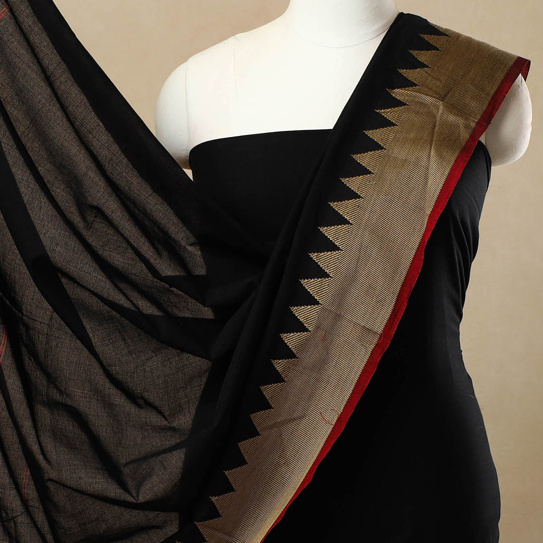SOUTH KARGHA Black - 3pc Mercerised Cotton Dharwad Dress Material 03 - view 3