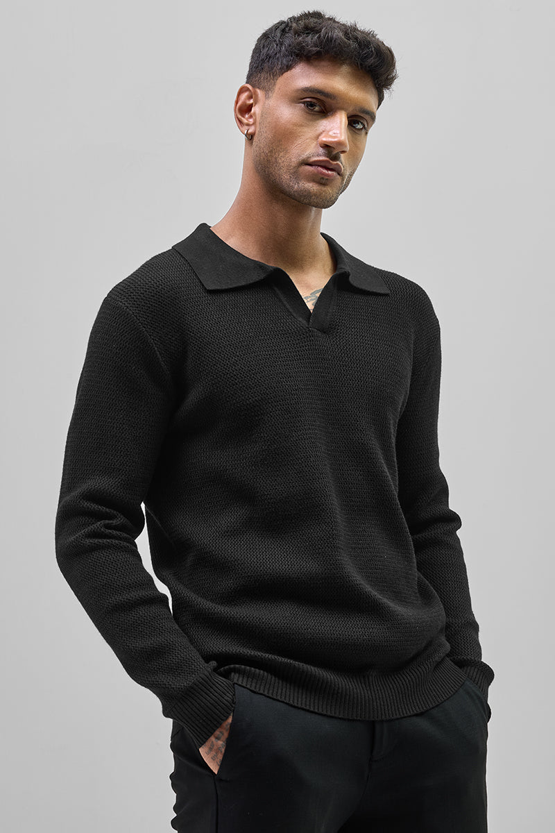 SNITCH Black Knitted Polo Sweater - view 6