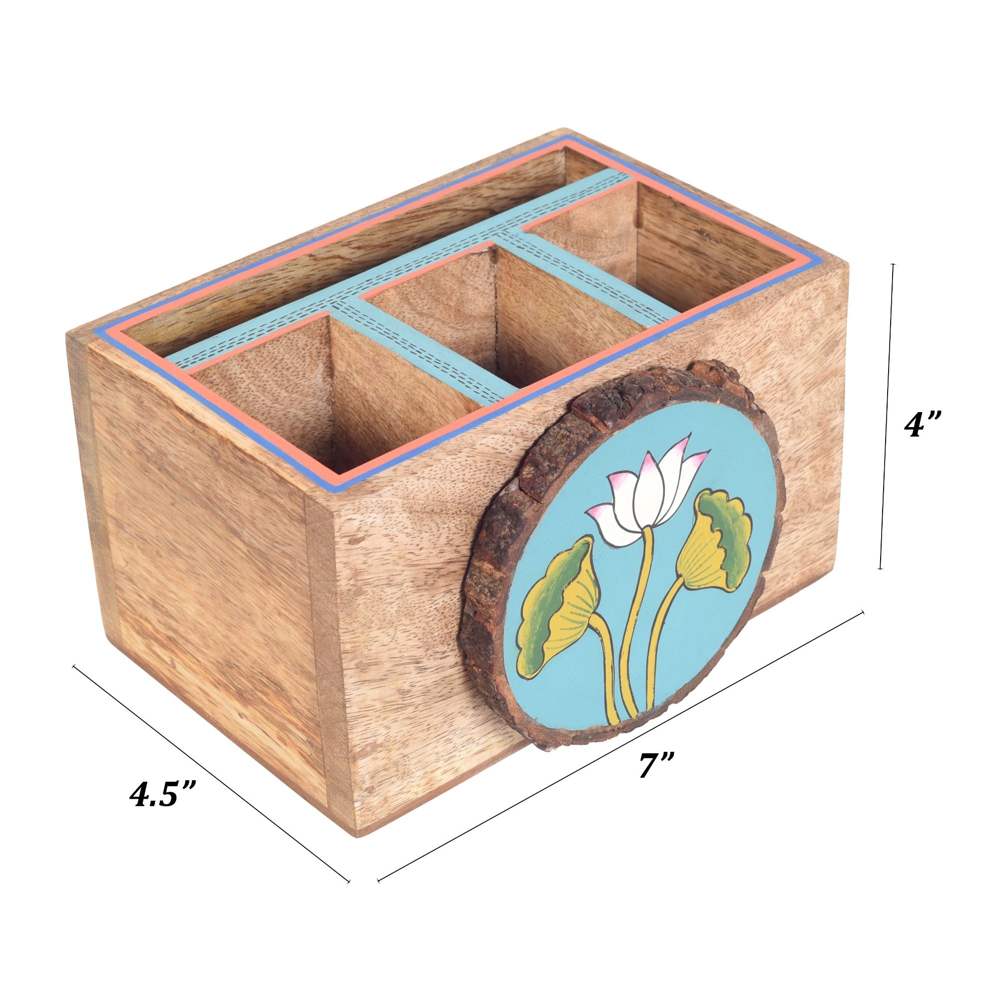 ART CREATIONS BY SUMAN SONTHALIA Beige - Pichhwai Iteeha Cutlery Storage Box - view 5