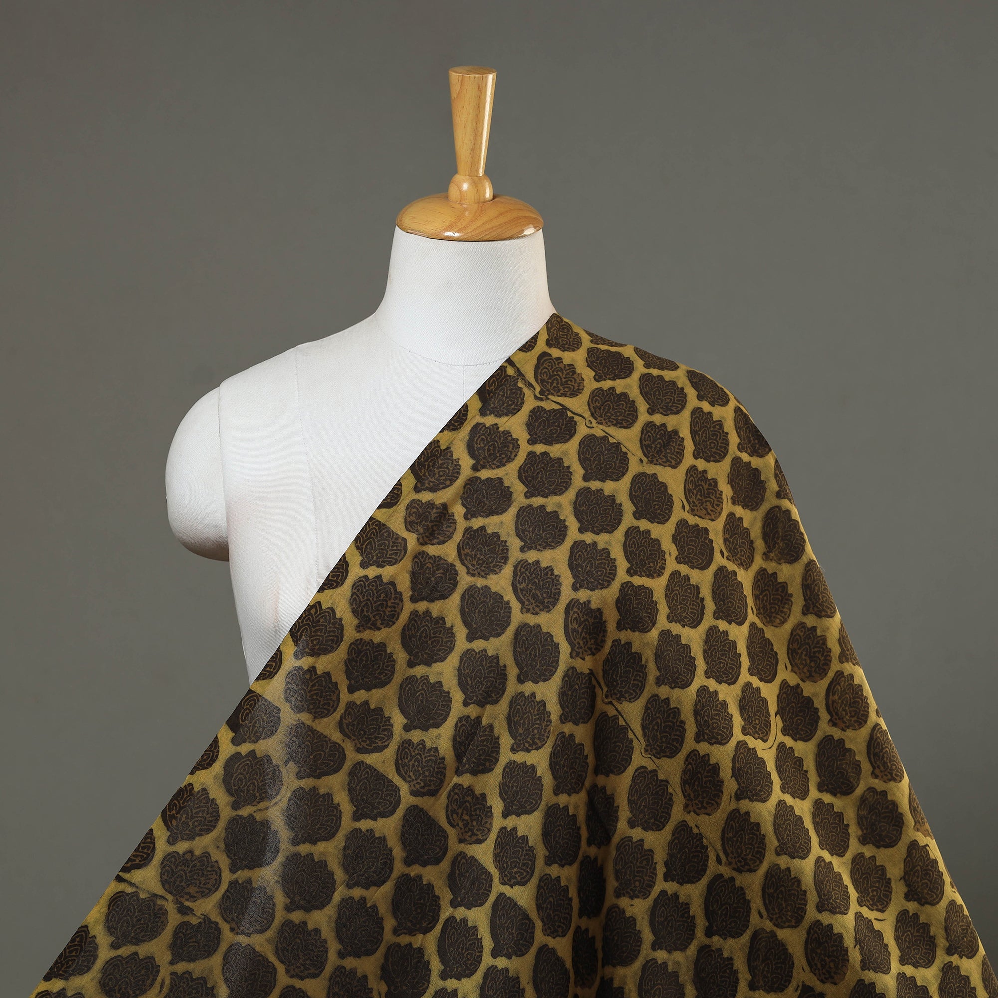 HAVELI CHRONICLES Brown - Natural Dyed Chanderi Silk Akola Print Fabric 16
