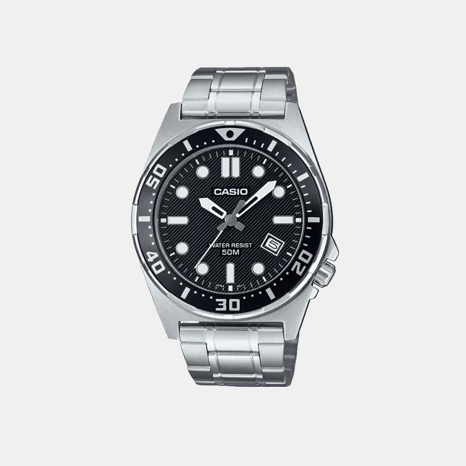 Casio Enticer Men Quartz Black Dial Analog Stainless Steel Watch A2376