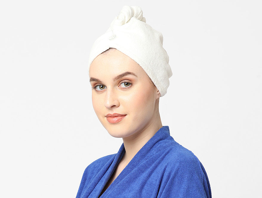 Spaces India White 1 Piece 100% Cotton Turbie Towel - Exotica By Spaces-1055154 - view 2