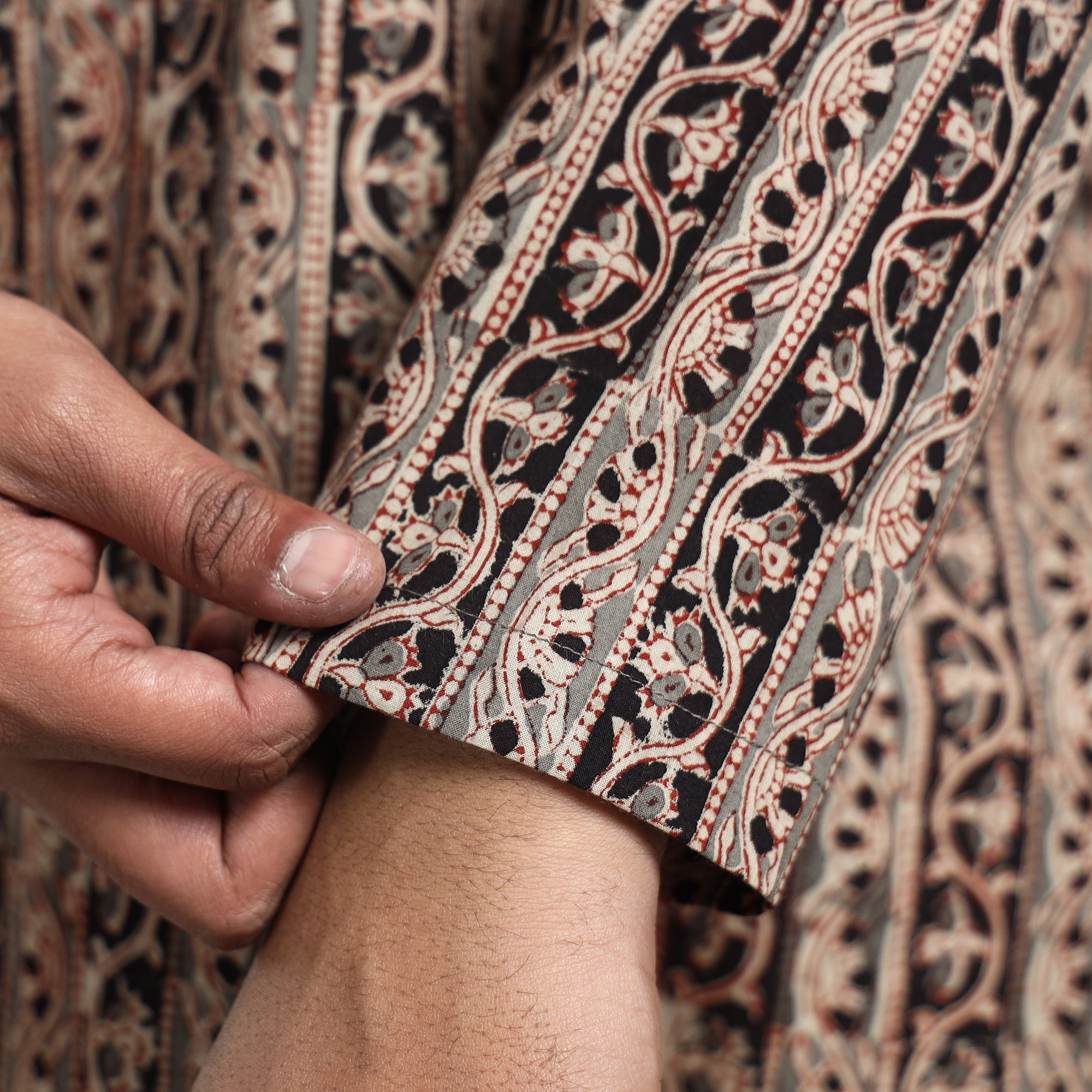 ITOKRI CASUALS Brown - Kalamkari Block Printed Cotton Men Short Kurta - view 6