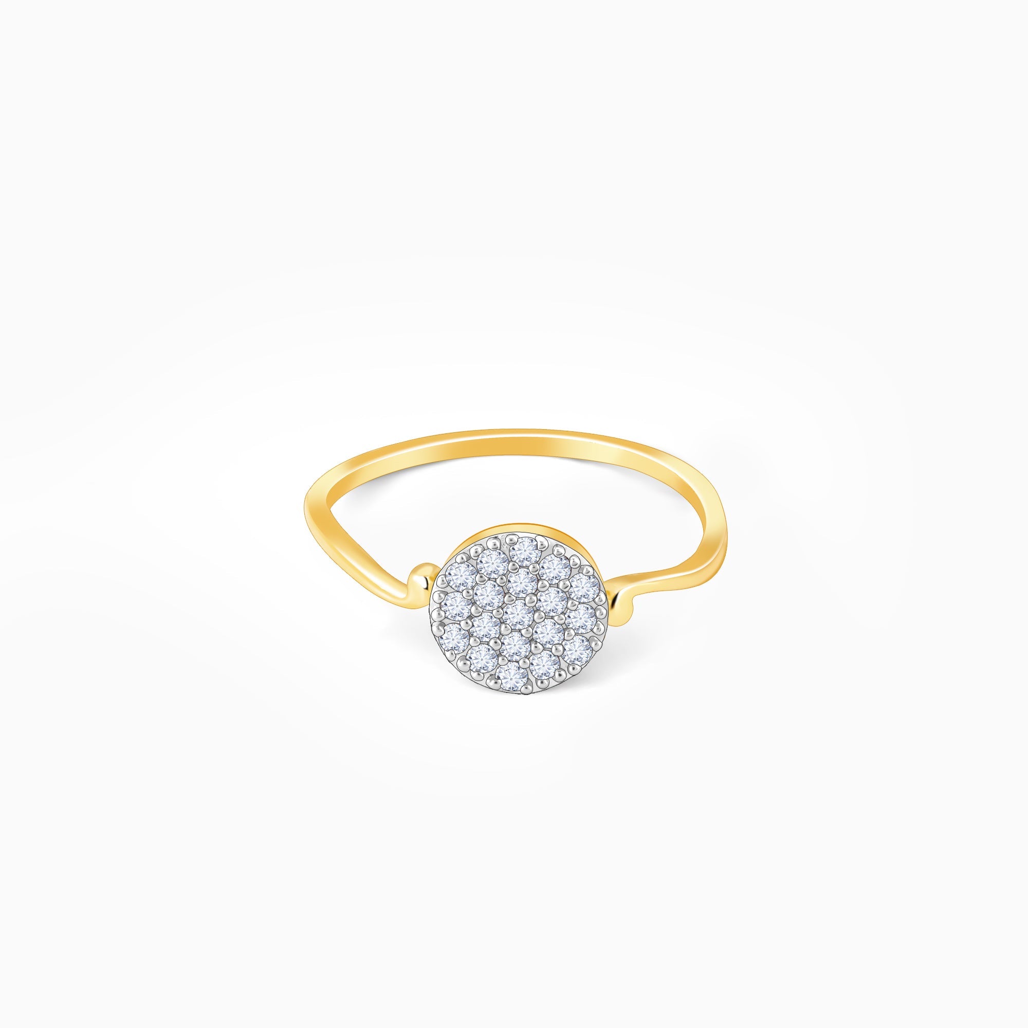 GIVA Jewellery Gold Cluster Diamond Ring