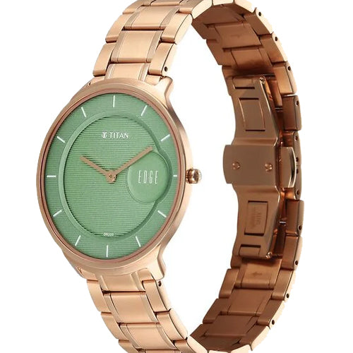 Titan Edge Murals Quartz Analog Green Dial Stainless Steel Strap Watch For Men 38mm 1843WM02 - view 2