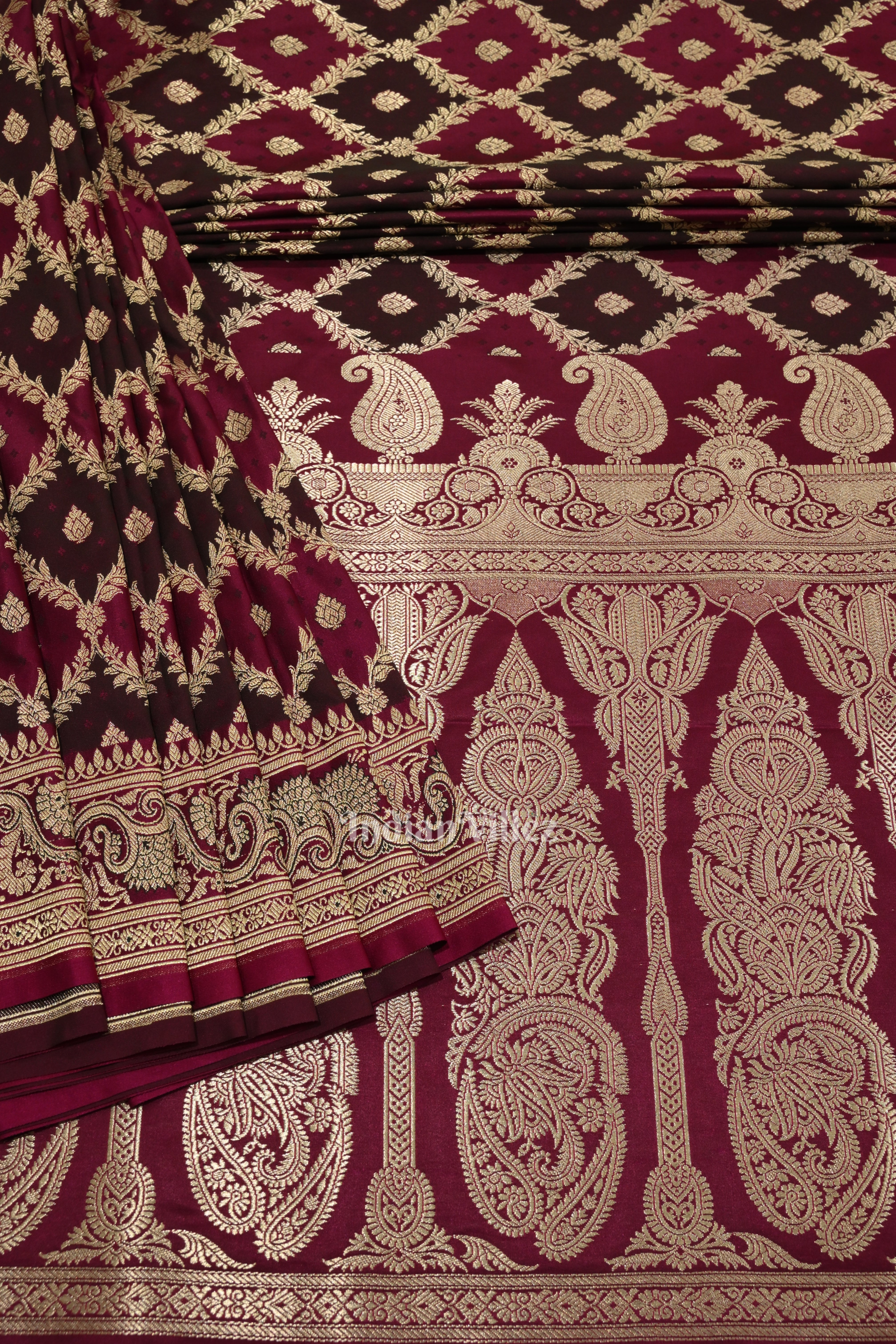 IndianVillèz Mulberry Purple Rangkart Mashru Satin Banarasi Saree