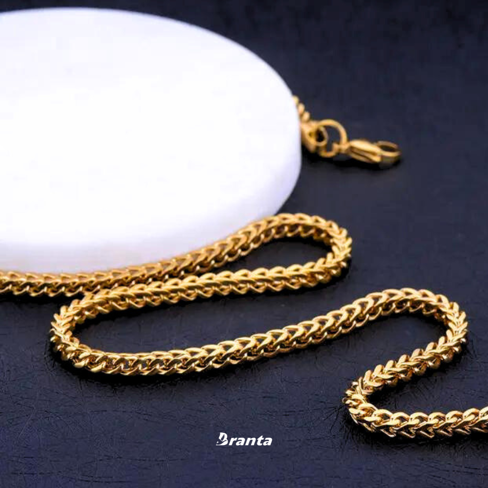 Branta Gold Wheat Link Chain Necklace For Men (21 Inch) - view 3