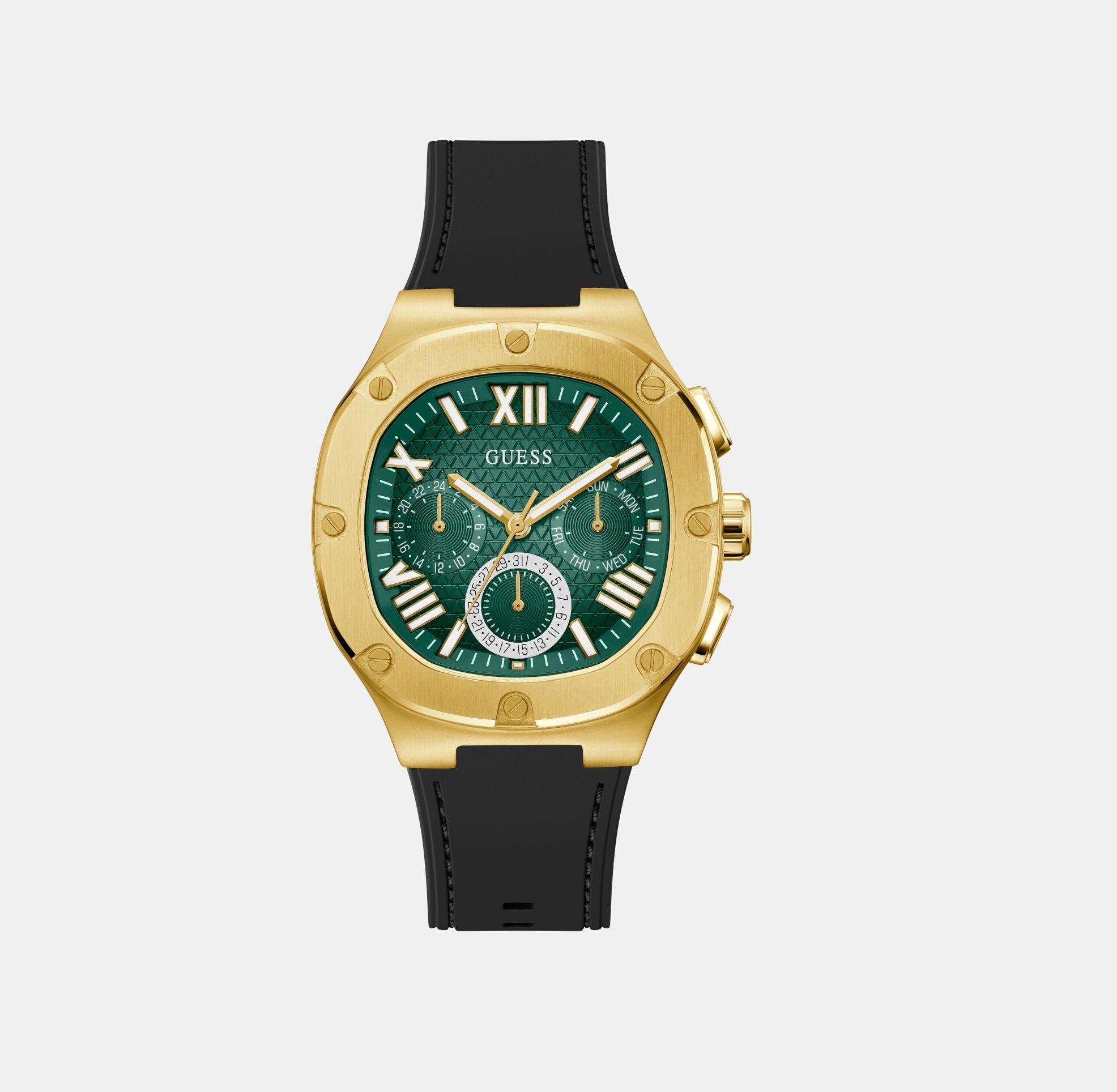 Guess Headline Men Quartz Green Dial Chronograph Silicone Watch GW0571G3
