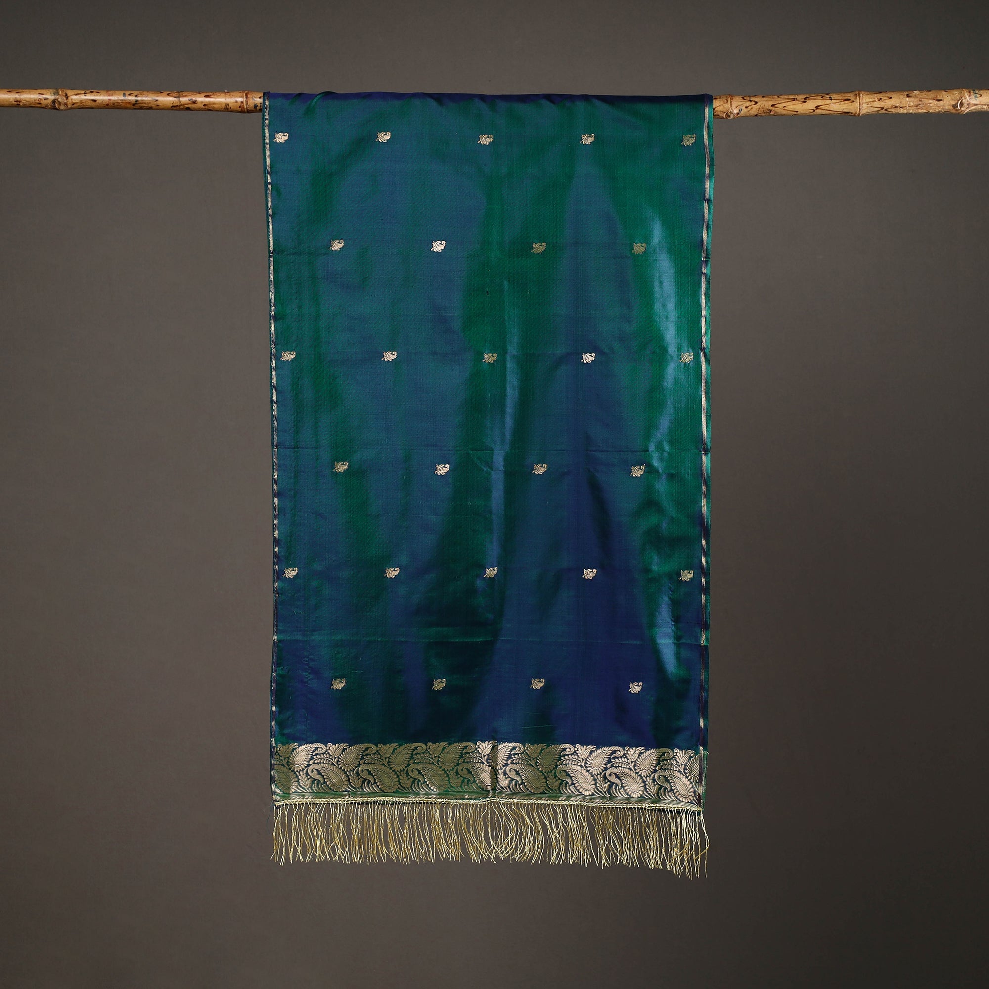 ITOKRI CRAFTS INITIATIVE Blue - Brocade Handloom Pure Silk Banarasi Stole 19 - view 2