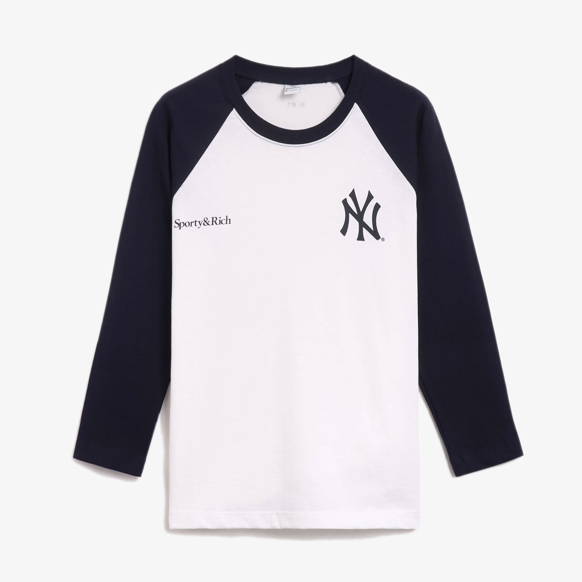 Sporty & Rich | Yankees Serif Baseball T-shirt { White/navy